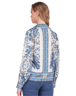 Blue Saffron Puff Sleeve Blouse