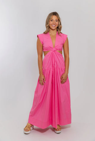 Knot Cut-Out Maxi Dress- Hot Pink