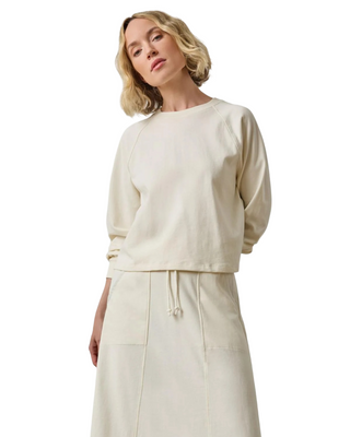 Chambray Pleat Back Pullover- Magnolia