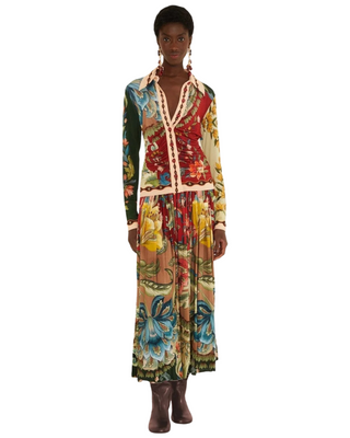 Lunar Boho Multicolor Midi Skirt