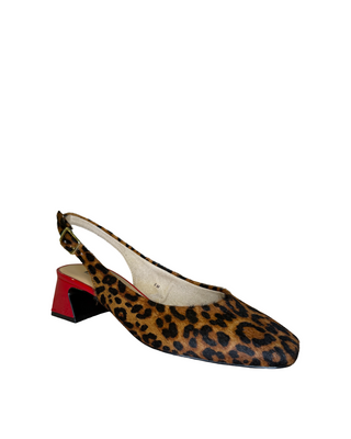 Darsy Slingback Block Heel- Leopard + Red