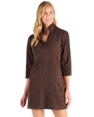 Callie Faux Suede Dress- Espresso