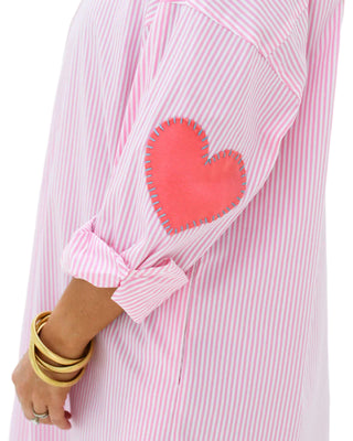 Preppy Dress- Heart Elbow Pink Stripe (One Size)