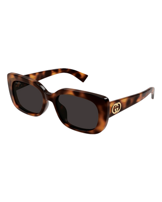 Gucci Rectangular Soft Cat-Eye Sunglasses- Havana