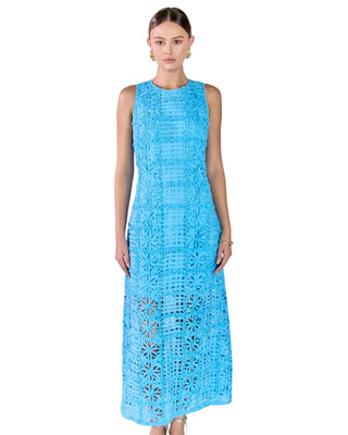Textured Sleeveless Maxi Dress- Aquamarine