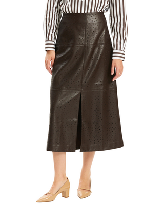 Phoebe Punched Vegan Leather Skirt- Demitasse