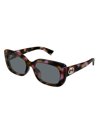 Gucci Soft Cat Eye Rectangle Sunglasses- Havana/Grey