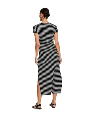 AirEssentials Tie-Waist Maxi Dress- Very Black Stripe