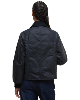 Cropped Beadnell Wax Jacket- Navy/Classic