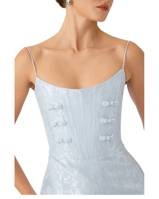 Andi Brocade Dress- Frost Blue