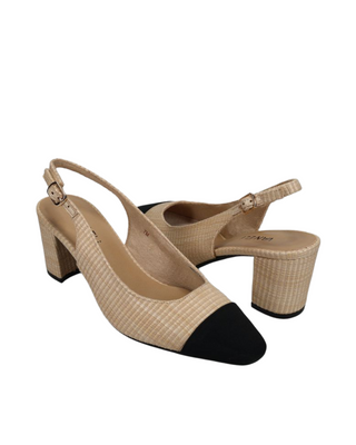 Jala Slingback Pump- Beige Raffia