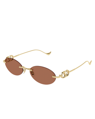 Valentino Oval Rimless Sunglasses- Gold/Brown