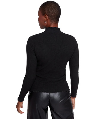 Mock Neck Thin Knit Sweater- Black