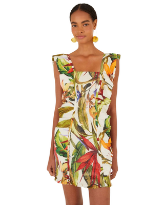 Florart Sand Short Sleeve Mini Dress