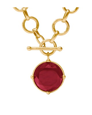 Honeybee Statement Necklace- Gold- Iridescent Ruby Red
