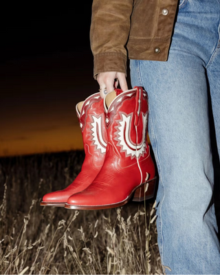 The Jolene Boot- Crimson/Bone
