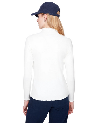 Mock Neck Thin Knit Sweater- Creme