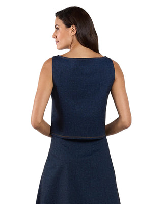 Chantal Top- Navy Saddle