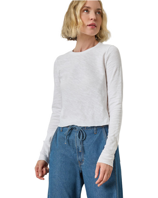 Long Sleeve Cropped Tee- White