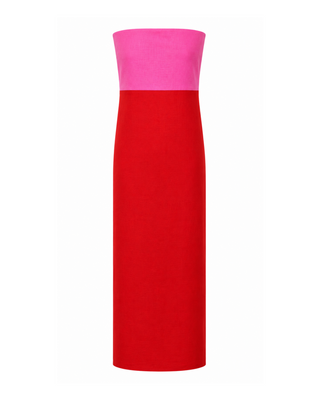 Linen Colorblock Maxi- Pink + Red