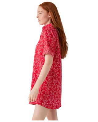 Split Neck Dress- Red Bandana