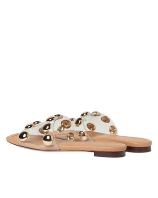 Hayes Studded Flat Sandal- Clear/Dune/Champagne