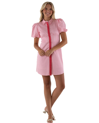 Britt Dress- Pink Carnation Stripe