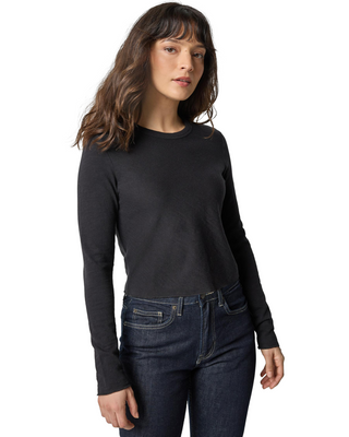 Long Sleeve Cropped Tee- Black