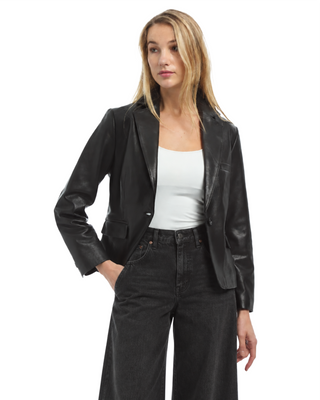 Tosca Shrunken Leather Jacket- Black