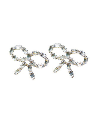 Sparkling Diamond Mini Statement Bow Earrings