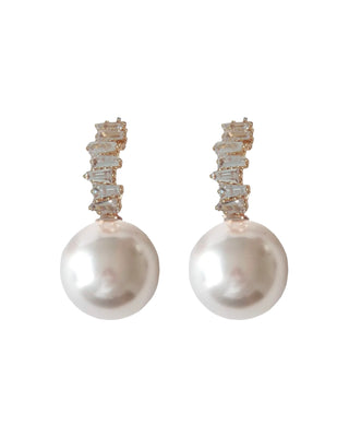 Crystal Baguette Pearl Drop Statement Earring