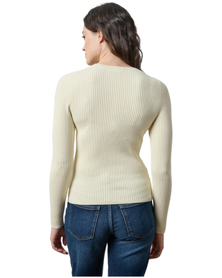 Angled Rib Crewneck Sweater- Ivory