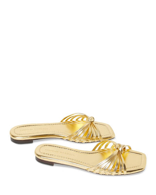 Izzie Knotted Flat Sandal- Gold