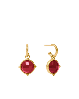 Honeybee Hoop & Charm Earring- Gold- Iridescent Ruby Red