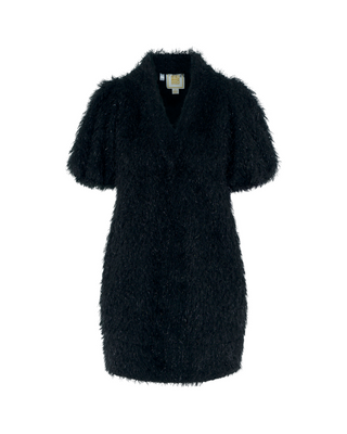 Hampton Mini Dress- Black Tie Feather Fringe