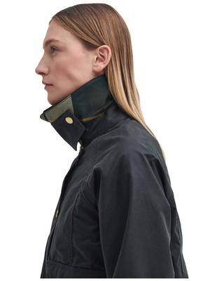 Cropped Beadnell Wax Jacket- Sage/Ancient