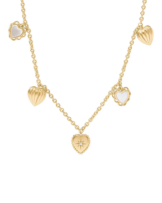 Heart Delicate Charm Necklace- Mother of Pearl