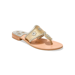 Jacks Flat Sandal- Platinum + Silver