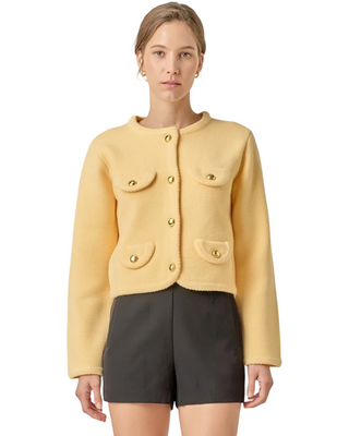 Round Hem Cardigan- Butter Yellow