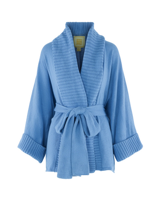 Willow Wrap Cotton Cashmere Sweater- Blue