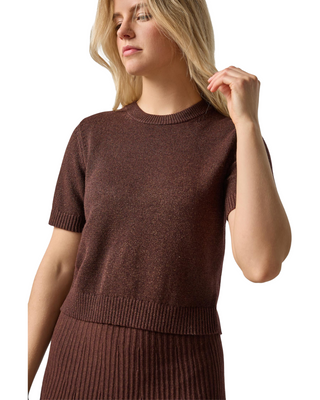 Short Sleeve Sparkle Sweater- Java Sparkle