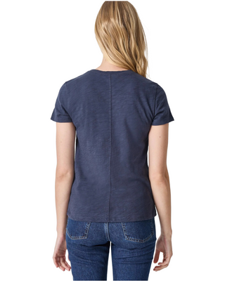 Short Sleeve Back Seam Tee Crewneck- Navy