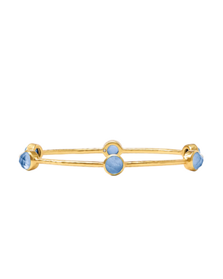 Milano Luxe Bangle- Gold- Iridescent Chalcedony Blue- S