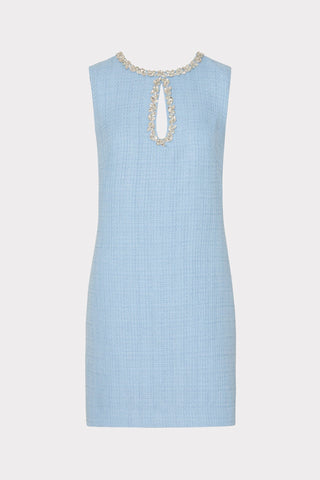 Eden Boucle Keyhole Dress- Ice Blue