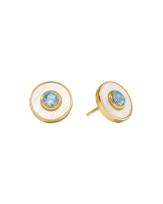 Colette Circle Stud - Chalcedony Blue