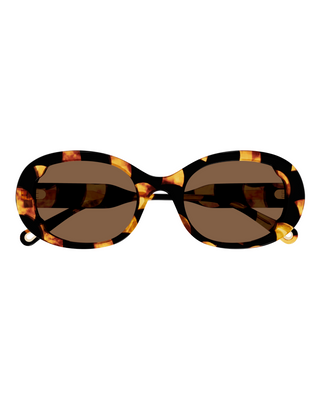 Chloe Lilli Oval Sunglasses- Havana + Brown