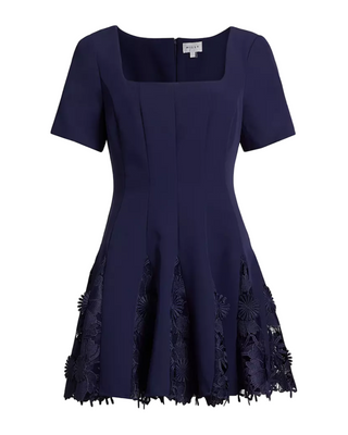 Joy Square Neck Dress- Navy Lace