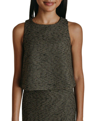 June Top- Black & Gold Tweed