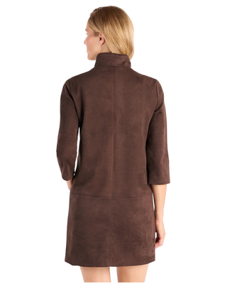 Callie Faux Suede Dress- Espresso