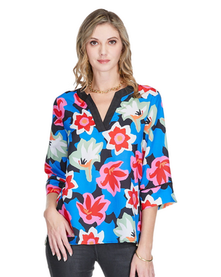 Dynamic Blossom Trimmed Tunic
